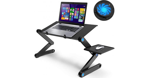 Adjustable Laptop Stand with Cooling & Fan Mouse Pad